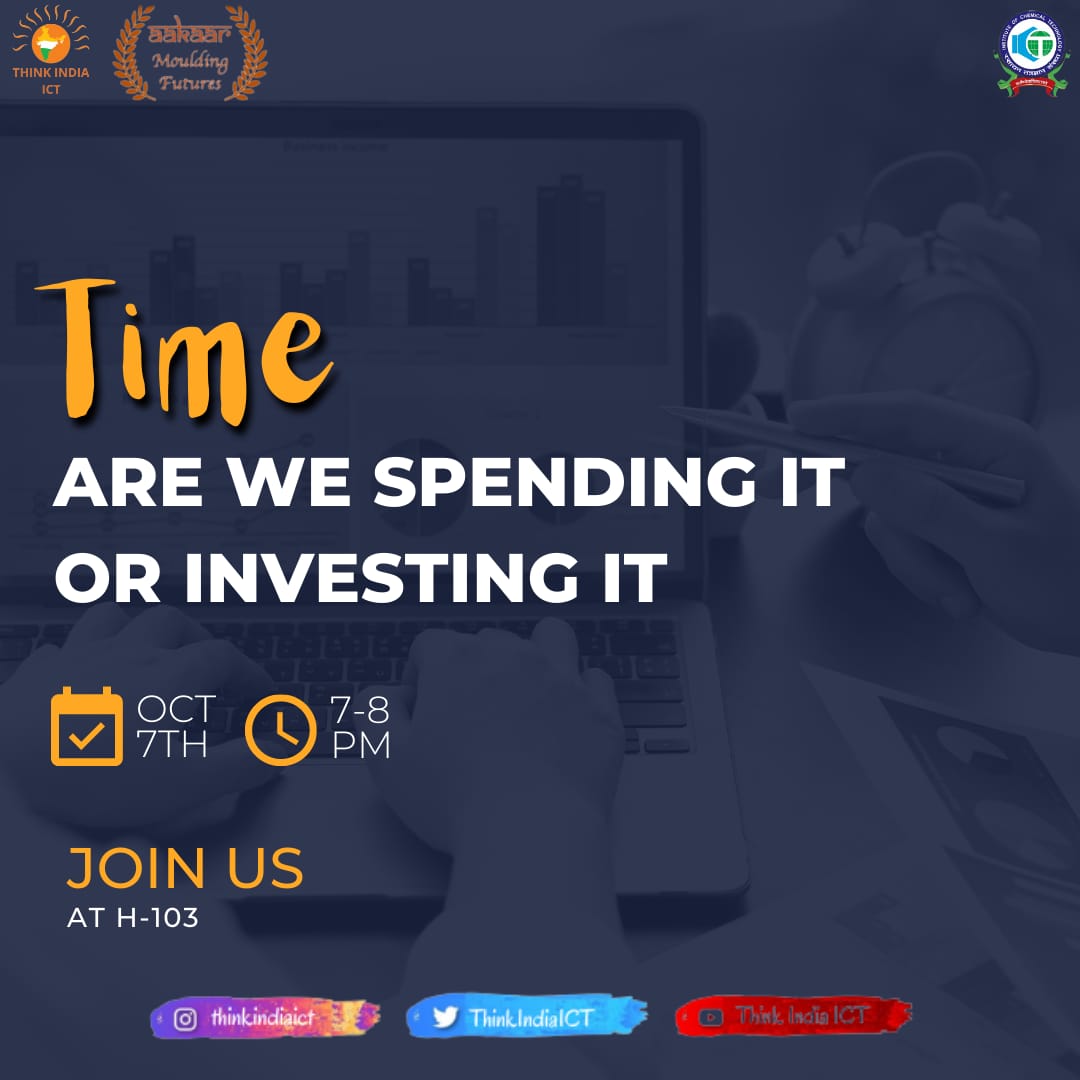 ThinkIndiaICT's tweet photo. Think India ICT, along with Aakar, invites you to the event "TIME⏳- A way to reduce stress", which would focus on teaching👩‍🏫👨‍🏫 practical ways of properly learning📝 to utilise our time⏱️ and channelise your energy effectively😃 https://t.co/5aj0jgzlpQ