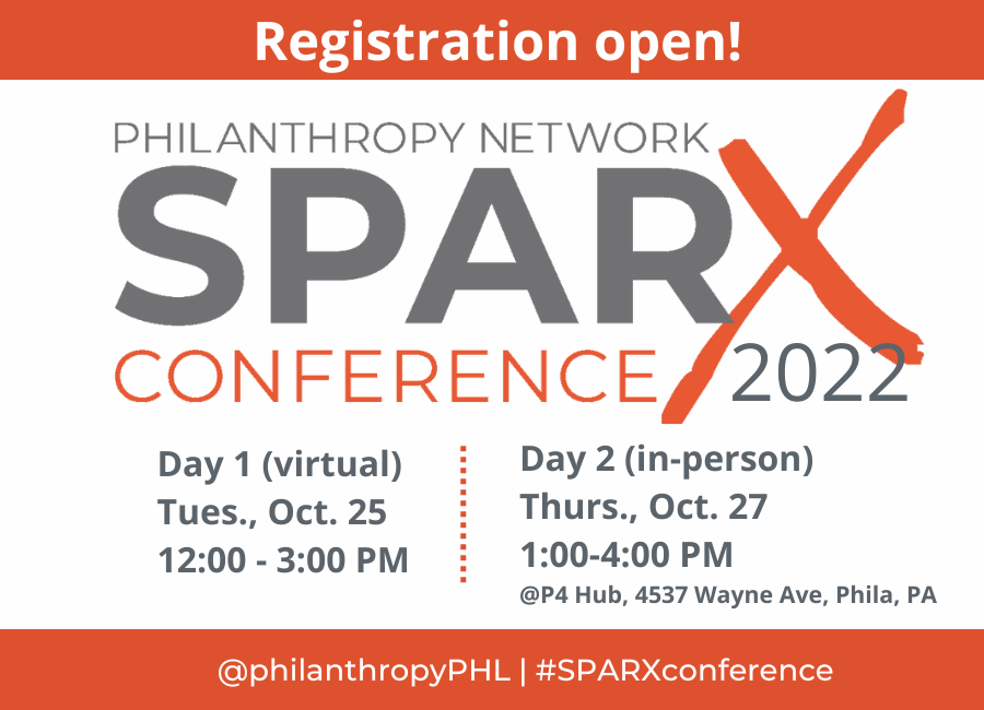 philanthropyPHL's tweet image. Registration is OPEN for our 2022 #SPARXconference! Join us on 10/25 (virtual) and/or 10/27 (in-person) to reflect on organizational experiences &amp;amp; practices that have been effective in prompting enduring culture change for greater #equity. bit.ly/sparx2022