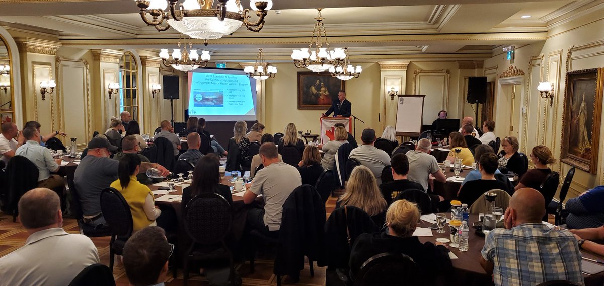 Events4Wellness's tweet photo. OPP Association President Rob Stinson explained the Encompas Mental Health Wellness Program for audience of 90 mental health stakeholders at Invisible Wounds 7th Annual National Conference For First Responders Oct 6, 2022 in Niagara-On-The-Lake. Thanks Rob. #Events4Wellness #MIAW https://t.co/4rkqQo47gl