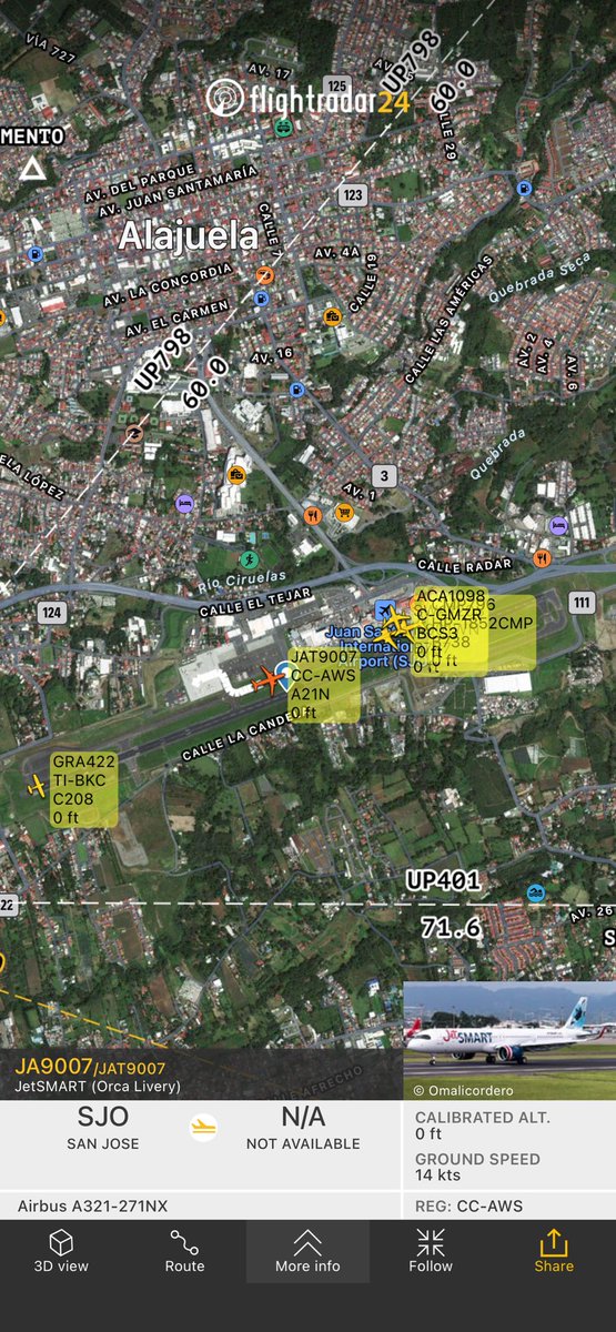 adsbcr's tweet photo. Flight JA9007 from San Jose 
https://t.co/A32ev9JHwB taxeando para despegar en SJO ⁦@JetSMART_cl⁩ ⁦@SpottersArg⁩ #CCAWS #ADSB https://t.co/WUvfTwERrE