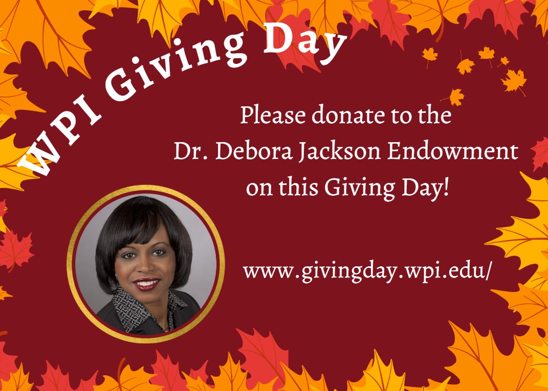 WPI_ACA's tweet image. Today is Giving Day - We are hoping to raise funds for the Dr. Debora Jackson Endowment and need your help. Please consider donating - any amount helps!
Amplify your impact by selecting our Ambassador, Anne Harris, to help us win extra funding.
Thank you!
givingday.wpi.edu