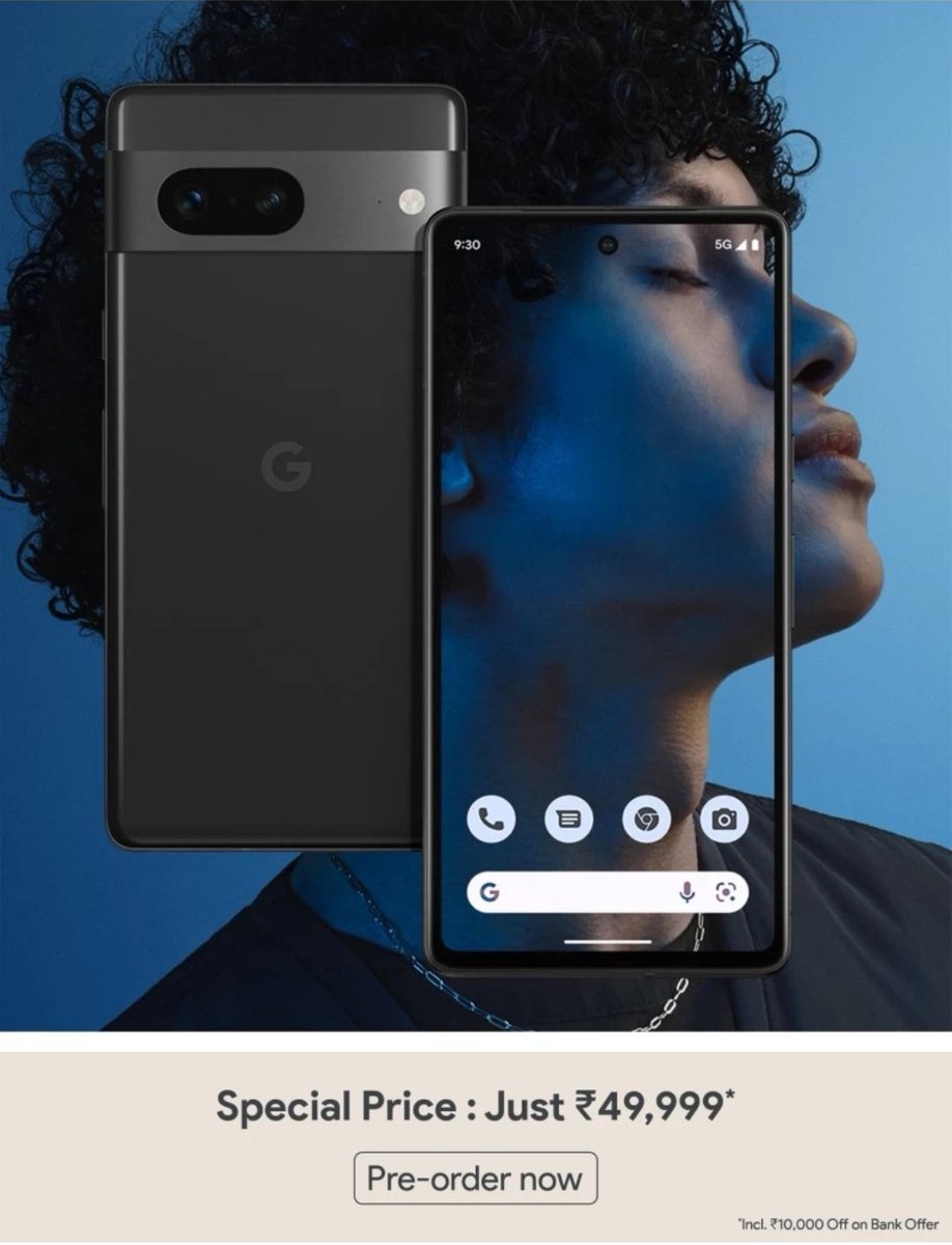 yabhishekhd's tweet photo. Google Pixel 7 launched

6.3" FHD+ display
90Hz refresh rate

Google Tensor G2
Google Titan M2 security chip
Android 13 
50MP WA +12MP UW rear
8x Zoom
10.8MP front
IP68
Face unlock
Fingerprint scanner 
Wired &amp; wireless charging
8GB + 128GB/256GB
#Google #Pixel7 https://t.co/KMy2tIa7ks