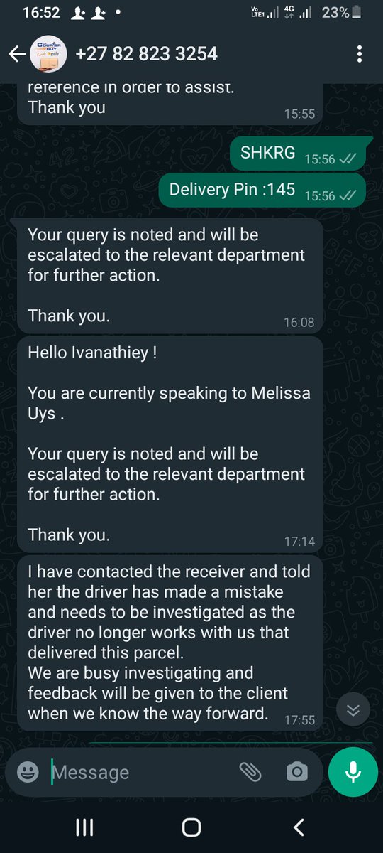iivanathiey's tweet photo. @TheCourierGuySA 
Hello i have tried all your social media platforms including emailing you regarding my missing parcel which was suppose to be delivered Monday, when i.tracked it yesterday it showed it was delivered https://t.co/qevOuBrMev