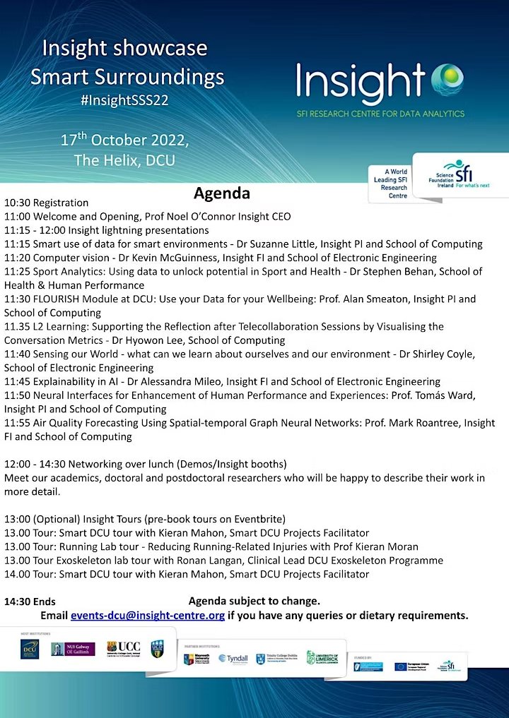 insight_centre's tweet photo. Looking forward to Insight @DCU Smart Surroundings Showcase #InsightSSS22. See you all at 10.30 for registration! @scienceirel @ucddublin @UCC @uniofgalway @oconnorn #Insightspotlight thttps://www.eventbrite.ie/e/insight-showcase-event-smart-surroundings-registration-411203780577 https://t.co/52kaeTPl25