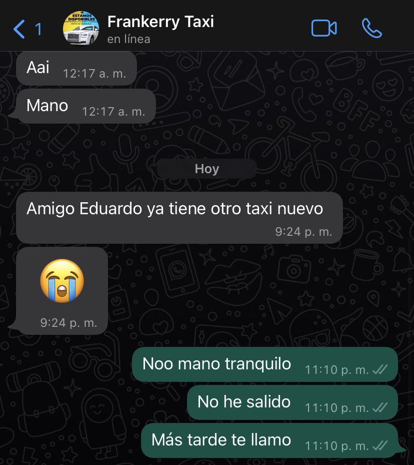 gutierrezbigott's tweet photo. Mi taxi de confianza no es celoso ni nada https://t.co/lSW9a08Lui