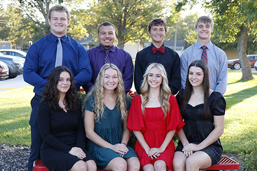 NewsregisterANR's tweet photo. The @AuroraHuskies have officially announced their 2022 Homecoming royalty candidates! Say hello (and good luck!) to Jack Allen, Carlos Collazo, Gabe Peterson, Carsen Staehr, Emma Bullerman, Kasey Schuster, Kylie Svoboda and Aleah Vinkenberg! https://t.co/rVulIzQB06
