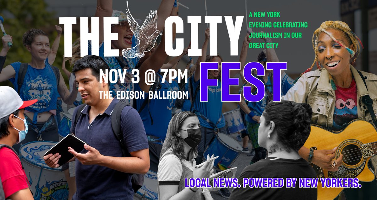 1/ New York, now’s the time to get your THE CITY Fest tickets! Come out on Nov. 3 to the Edison Ballroom in the heart of the theater district for an evening of lively discussion, music and all things local journalism. citynyc-bloom.kindful.com/e/thecityfest22