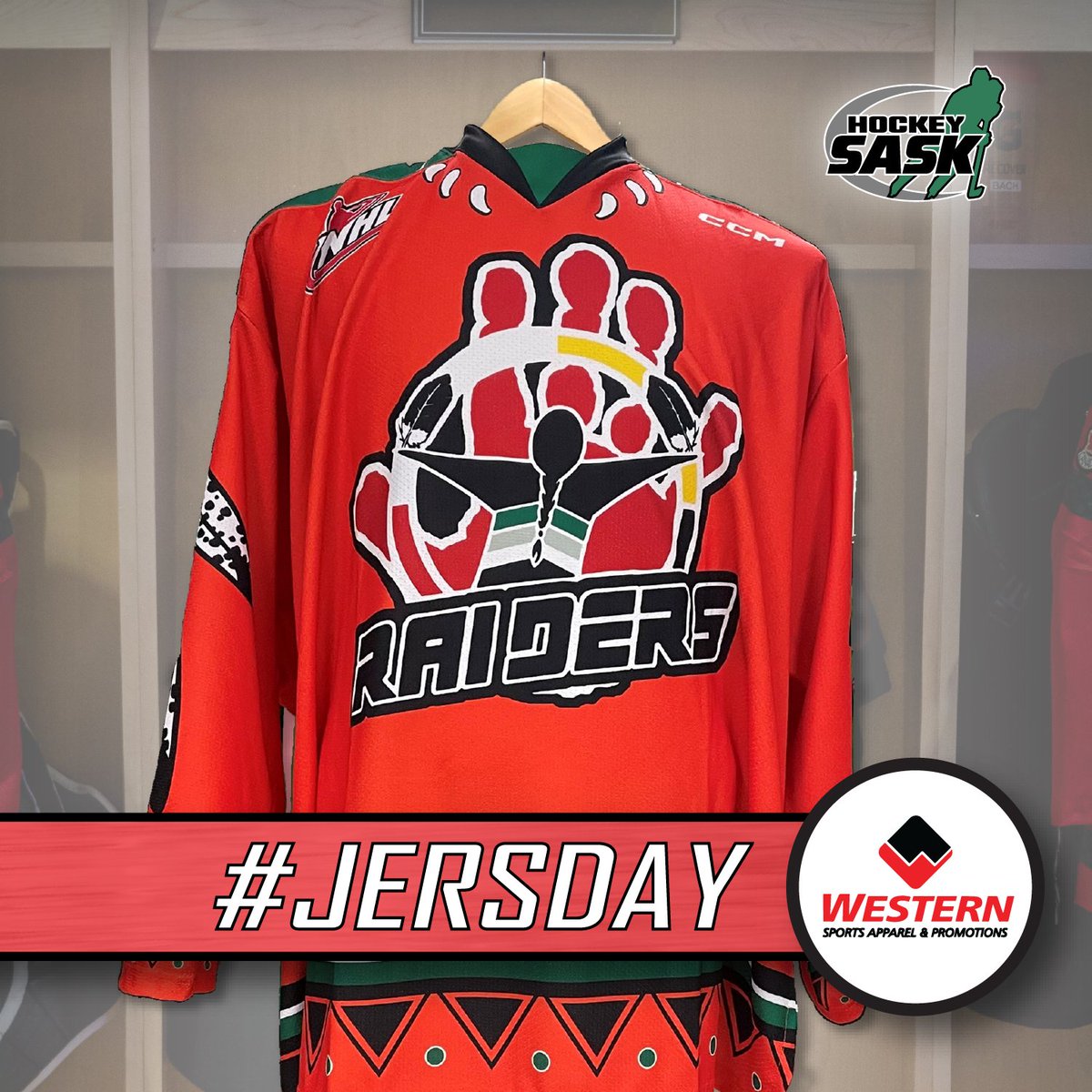 This month’s Western Sports Apparel & Promotions #Jersday features an orange sweater from @PARaidersHockey. 🐻🪶🧡 During a game last weekend, it was worn by @TheWHL team to recognize #NationalDayForTruthAndReconciliation. #MoreThanAGame | #SaskProud