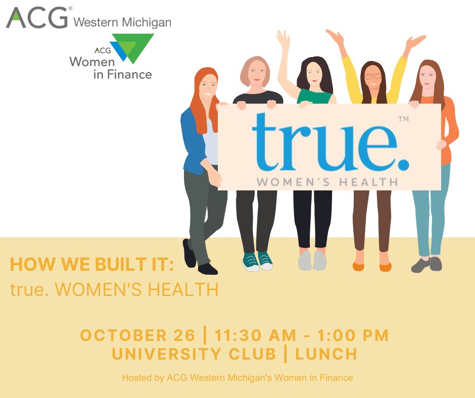 ACGWM's tweet photo. Join jour Women in Finance as we welcome true. Women’s Health CEO Allyn Lebster and Dr. Celia Egan, who will share their founders’ story – the why and the how – over lunch on October 26:
https://t.co/c3RuOPnOZM 

#acgwm #advantageACG #womeninfinance #conciergehealth #healthcare https://t.co/mV8ZaJV9Tg