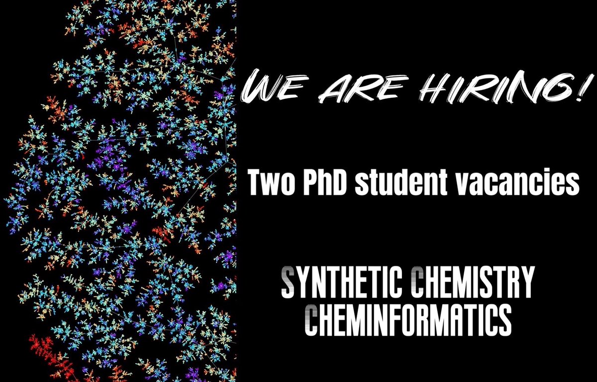reymondgroup's tweet image. 📢We are #hiring! Two fully funded PhD student positions are open in our group @reymondgroup @jrjrjlr, starting Feb. 2023 to carry out a PhD thesis in Synthetic Organic/Medicinal Chemistry or Cheminformatics.
👉Find out more: gdb.unibe.ch/positions @DCBPunibern #chemtwitter #PhD