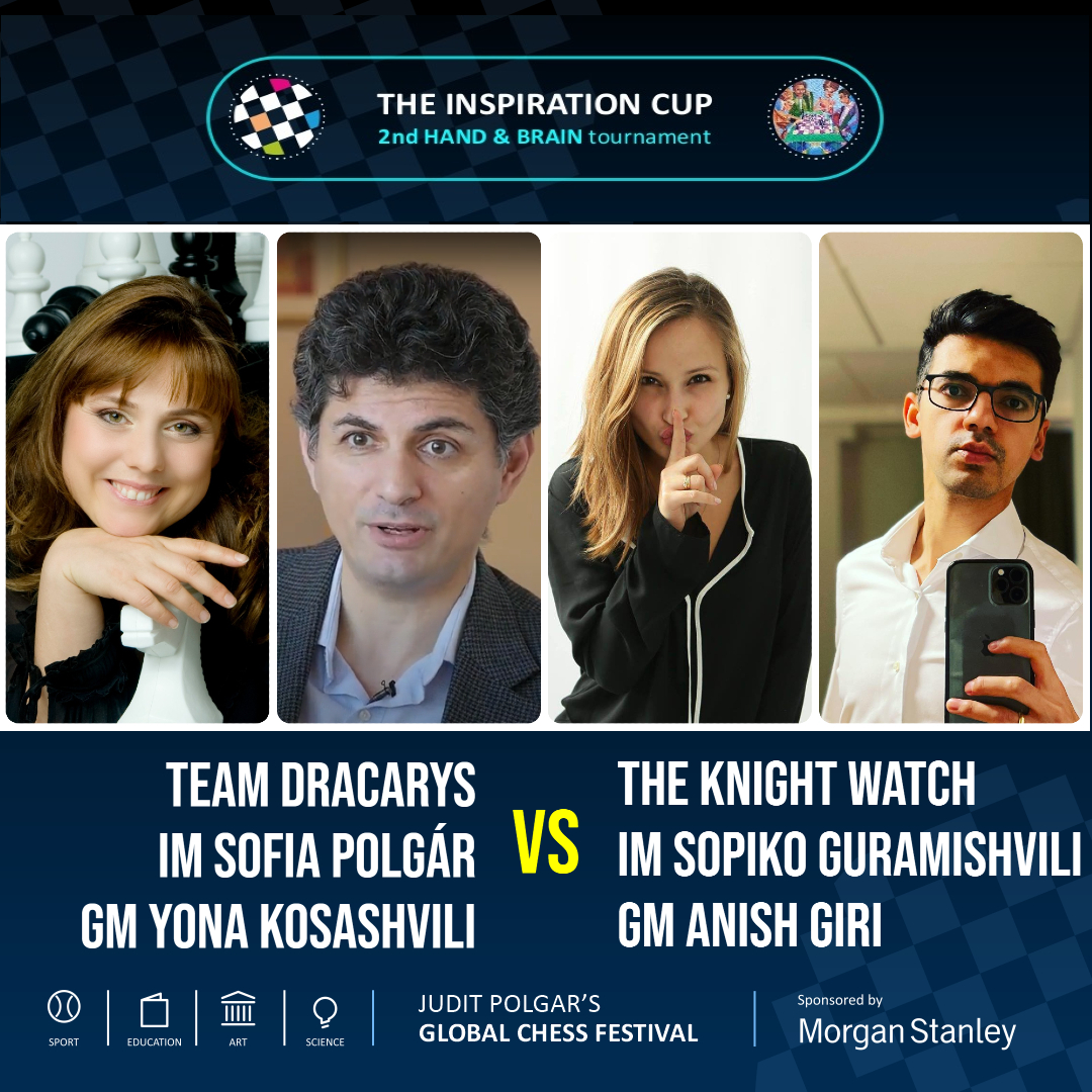 GMJuditPolgar's tweet photo. โDoes the left hand know what the right wants?๐ค The 'Inspiration Cup - #HandandBrain' tournament at the Judit Polgar's Global Chess Festival!
๐ 8th October LIVE at 17.00 CET
๐More information and stream link: https://t.co/M6tGmpltC9
#ChessConnectsUs @MorganStanley https://t.co/Ra7D8LOrXP