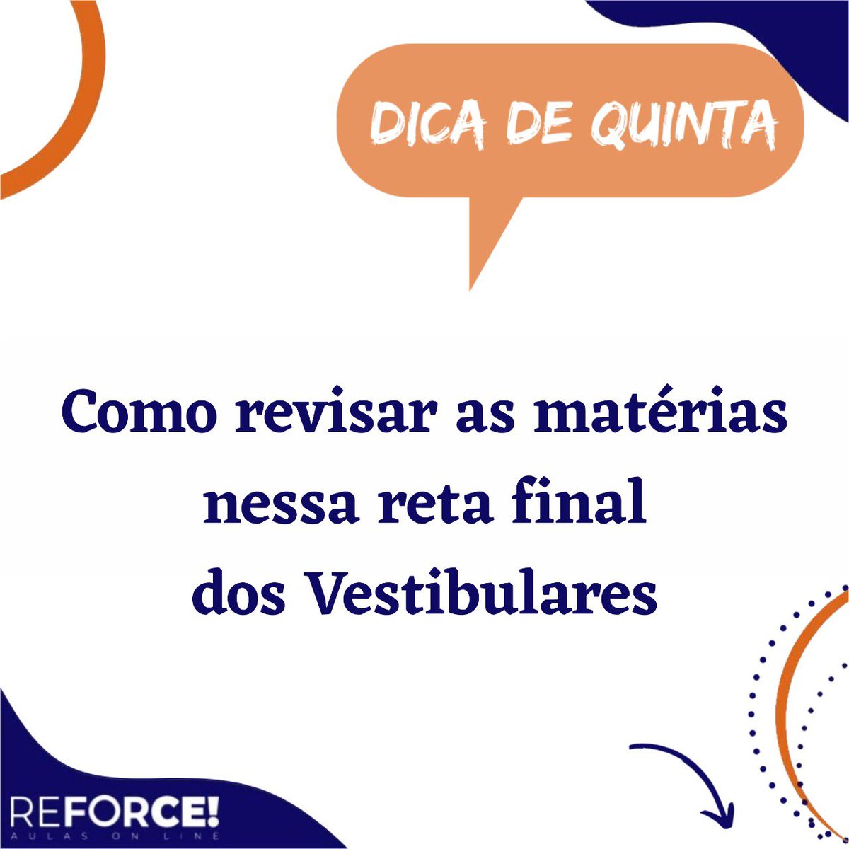 ReforceOnline's tweet photo. DICA DE QUINTA 🤪: a Dica de hoje é diferente. Vamos te ensinar como revisar bem as matérias para essa reta final de vestibulares. Orientação: depois de acompanhar o post, vá para nosso feed e confira nossos posts sobre revisão! https://t.co/w7trkGCzKa