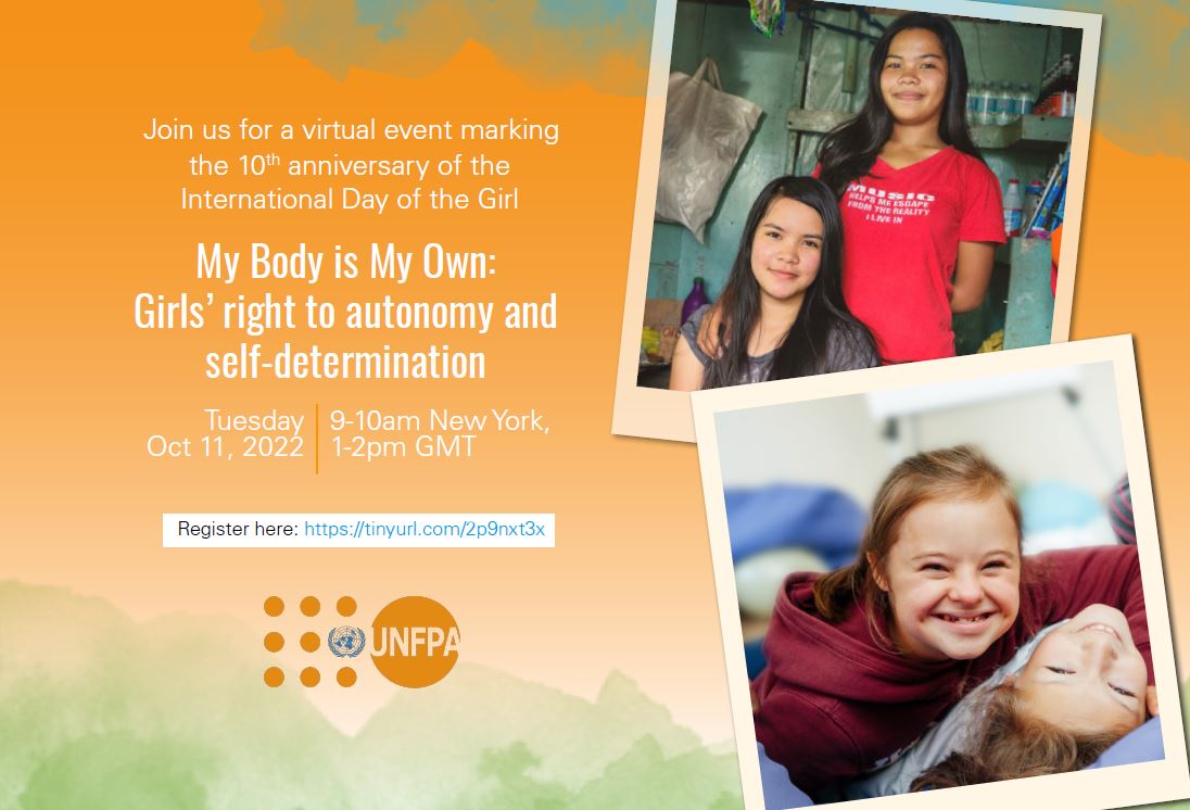 UNFPAyouth's tweet photo. Join us on the International Day of the Girl if you support girls' bodily autonomy. Featuring @monicapferro @MarieSoulie_  @melissaupreti and Reem El-Shafaie! #IDG22 #DayOfTheGirl #IDGVirtualForum https://t.co/yi3dc8j8qs