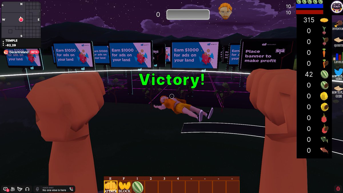 Lets go guys 
/goto -62, 29 

I already beat this fighter too much, I want more 👊💪
<a href="/MetaTempleGame/">🗺️TempleGame.DCL.ETH🗺️</a> <a href="/decentraland/">Decentraland</a> #SquadBR