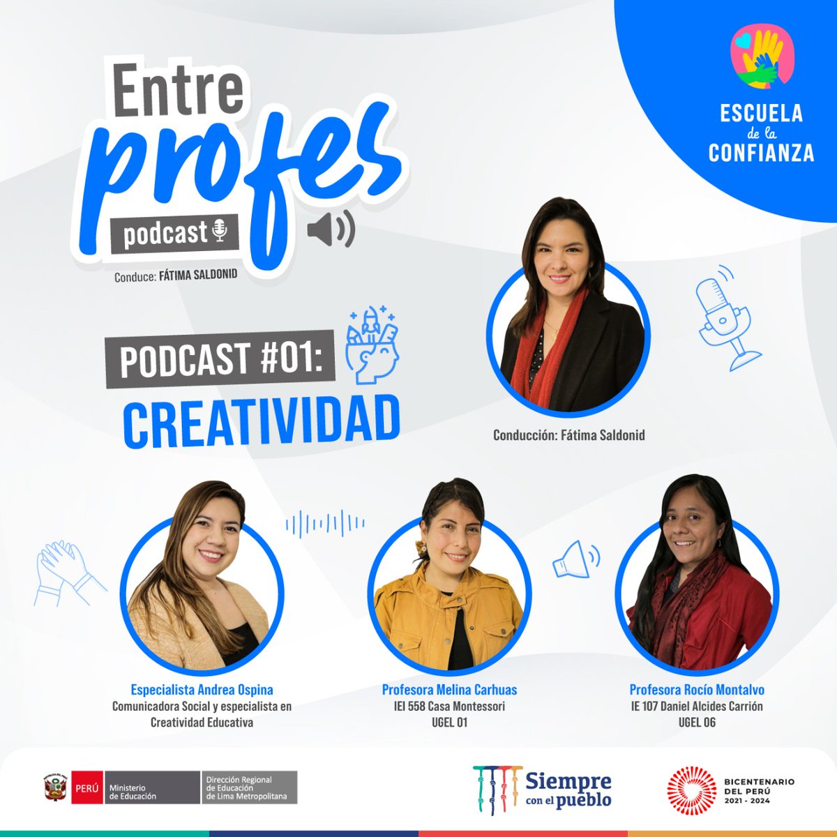 tvperupe's tweet photo. ¡Desde hoy puedes escuchar el podcast #EntreProfes de la @drelm_lima, conducido por @fatimasaldonid!
No te pierdas este programa donde docentes y especialistas conversan sobre temas de tu interés.
👉 Escúchalo en Spotify, YouTube, Google Podcast y Apple Podcast. 🎧 https://t.co/4SX7l7Uvtl