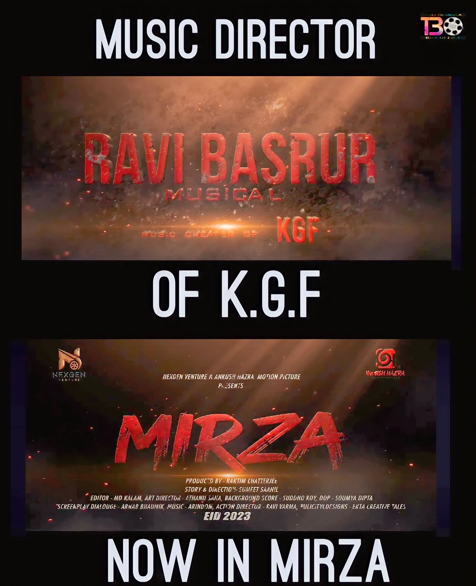 The game is on 🔥🔥.. @RaviBasrur ( music director of #KGF) is giving music in @AnkushLoveUAll 's #Mirza.. @AHMotionPicture