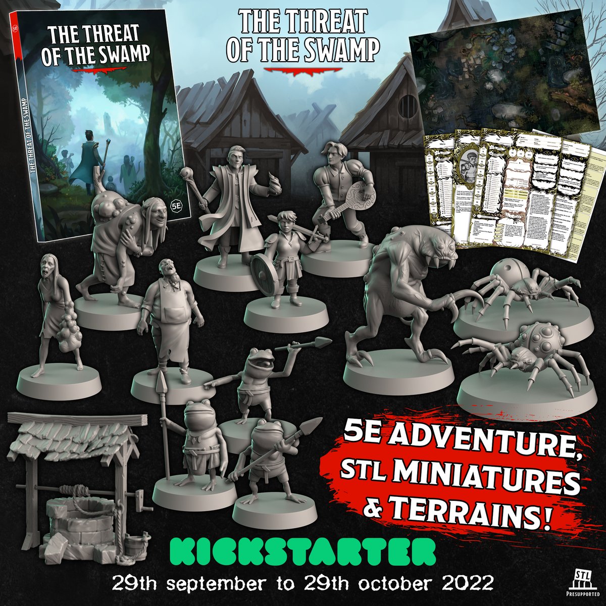 MatthieuMA3's tweet photo. The Threat of the Swamp was Founded in less than two days, next step is the first stretchgoal ! Weβve been cooking some cool surprises, fresh from the swamp.
Kickstarter link in bio
#dnd5e #dongeonsanddragons #3dprinting #3dprintminiatures #tabletopgames #tabletoprpg #rpg https://t.co/IPTrRLw8RP