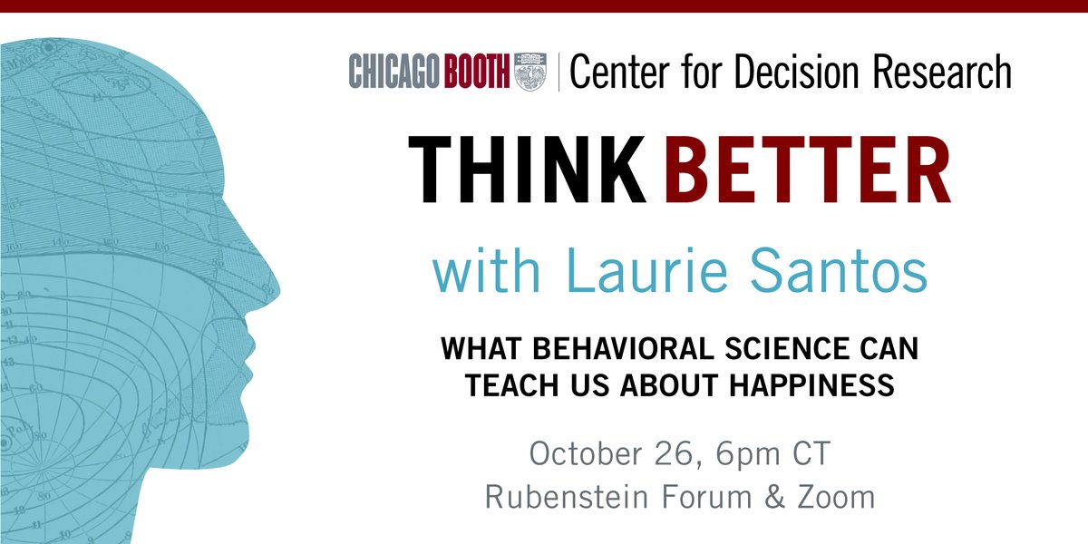 We're excited to welcome @lauriesantos Oct. 26 for the #ThinkBetter speakers series! Explore the #behavioralscience to a happier life. Attend in-person (ms.spr.ly/6013dyzFl) or online (ms.spr.ly/6014dyzFm).