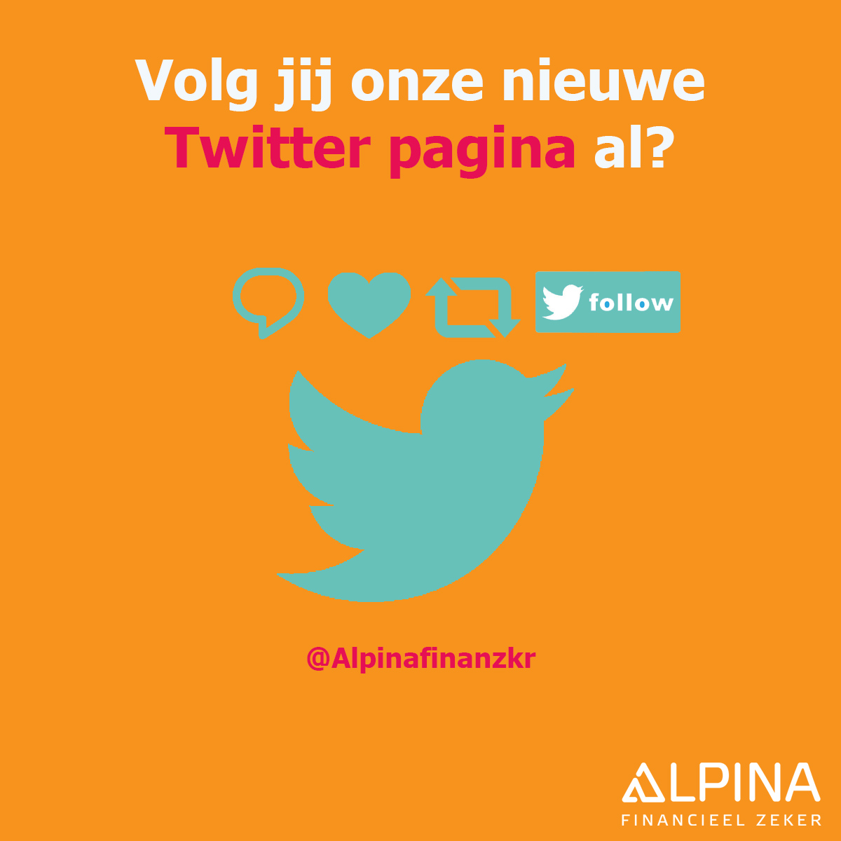 Volg je onze nieuwe Twitter pagina al? Je vindt ons vanaf nu als @Alpinafinanzkr of ga naar ➡️ x.com/alpinafinanzkr

#alpina #diksverzekeringen #naamswijziging #rebranding