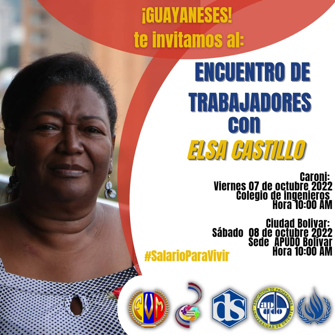 Los trabajadores Venezolanos no se rinden. Unirse, organizarse y movilizarse en pro de la defensa de los derechos laborales es la clave. <a href="/DemoSindicalVE/">Democracia Sindical</a> te invita a este encuentro el Viernes 7 de Octubre en Puerto Ordaz y el Sábado 8 de Octubre en Ciudad Bolívar, a las 10:00am