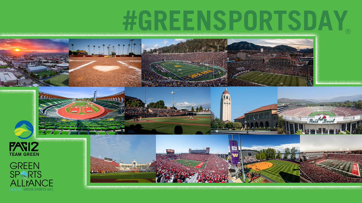 October 6th is #GreenSportsDay! 🌎♻️ As part of our #Pac12TeamGreen mission, today is a great reminder of how climate action is a team sport! 🤝 Learn more at Pac-12.com/Green.