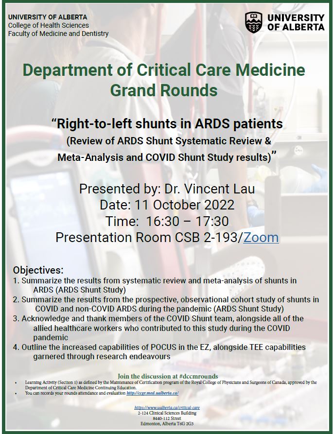 UAlberta Crit Care on Twitter "Please join us next Tuesday October