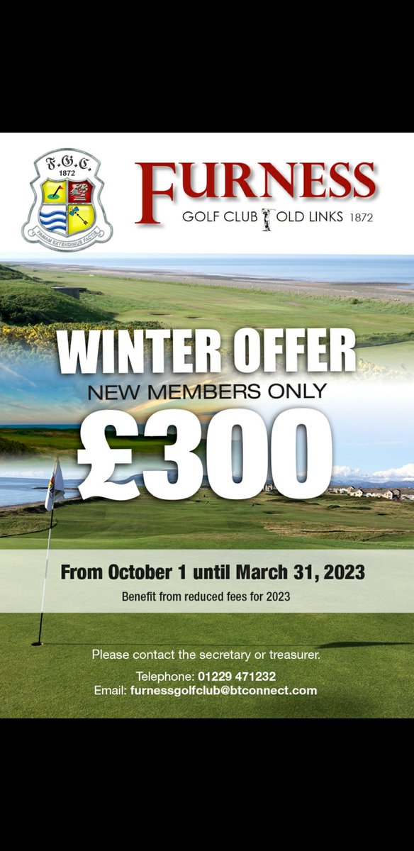 FurnessGC's tweet photo. We have a winter offer on, if u fancy challenging yourself during the winter then you're very welcome to come and join us ⛳⛳ https://t.co/Rg379WePFD