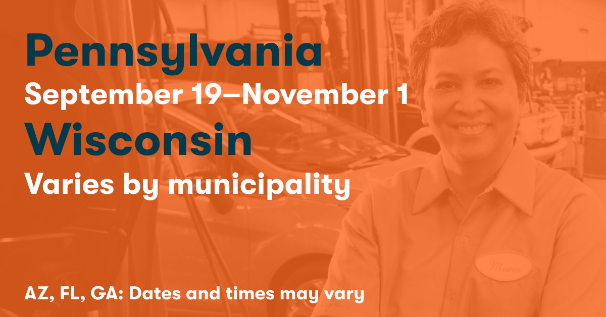 🗳️VOTERS: Early voting is underway in some of our states, with the others soon to follow! Check below for early voting dates, and be sure to find times and locations near you from your local elections office!