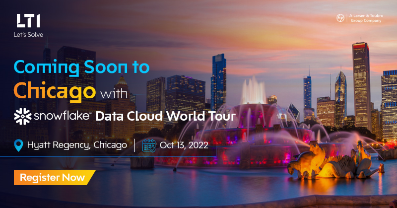 ltm_ofcl's tweet photo. LTI's data entourage landing in Chicago on October 13! Register for the @SnowflakeDB Data Cloud World Tour now to meet us there https://t.co/pJrQMl6MAl

#LTIXSnowflake #Snowflake #DataCloud #SolvingwithData #Chicago #LetsSolve