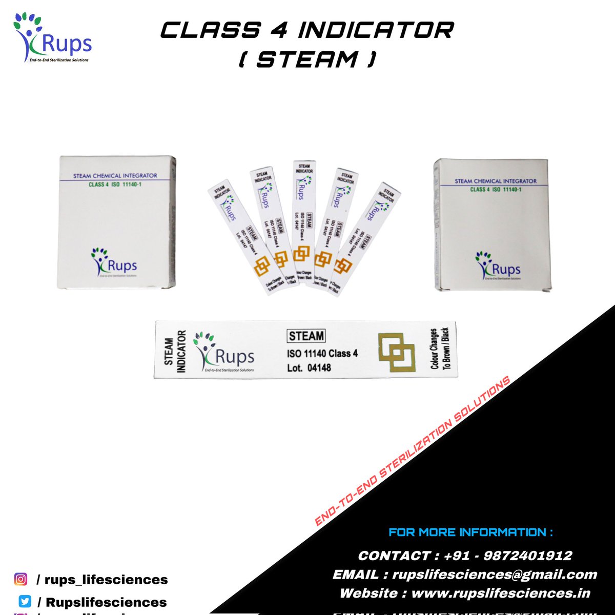 Rupslifescience's tweet photo. Rups class 4 indicators are used in gravity-displacement sterilization as these machines cannot ensure the availability of all sterilizer parameters.Rups class 4 indicators conforms to ISO 11140-1.

Available in the pack of 200/100 strips. https://t.co/ybjf0bsS7O