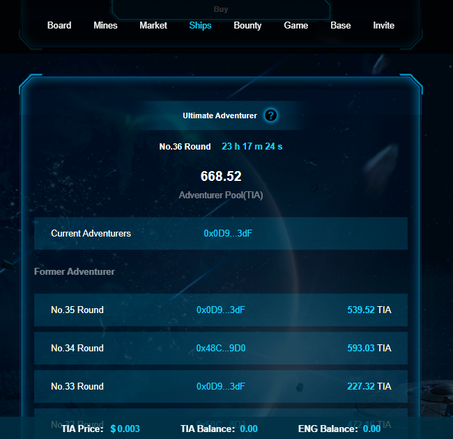 A lucky "adventurer" will appear every day and he will receive a $TIA bonus.
Buy the "space magic box" now for a chance to earn the title of "adventurer" every 24 hours.
35 lucky winners have appeared, will you be next?