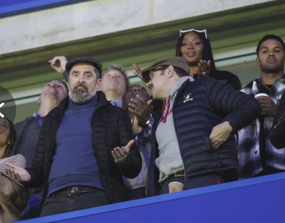 EmenaIo's tweet photo. Ted Lasso &amp; Coach Beard watching Chelsea smash AC Milan. https://t.co/tQ7AKvwwHs