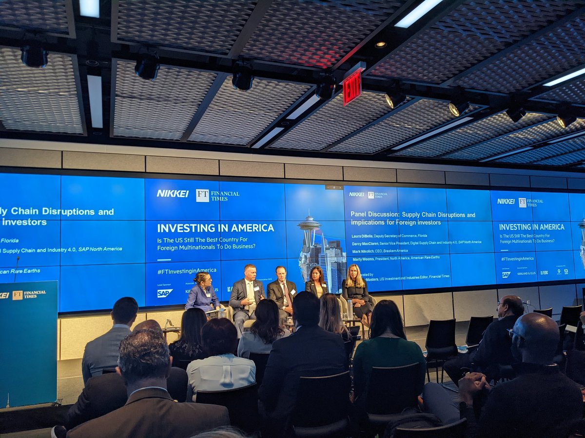JadeBestley's tweet photo. On #supplychain disruption, Florida's Deputy Secretary of Commerce Laura DiBella says "we've had to broaden the scope of our investments; our big focus and lots of those investments are on the 'human supply chain'" #FTInvestinginAmerica https://t.co/a677PFKHX8