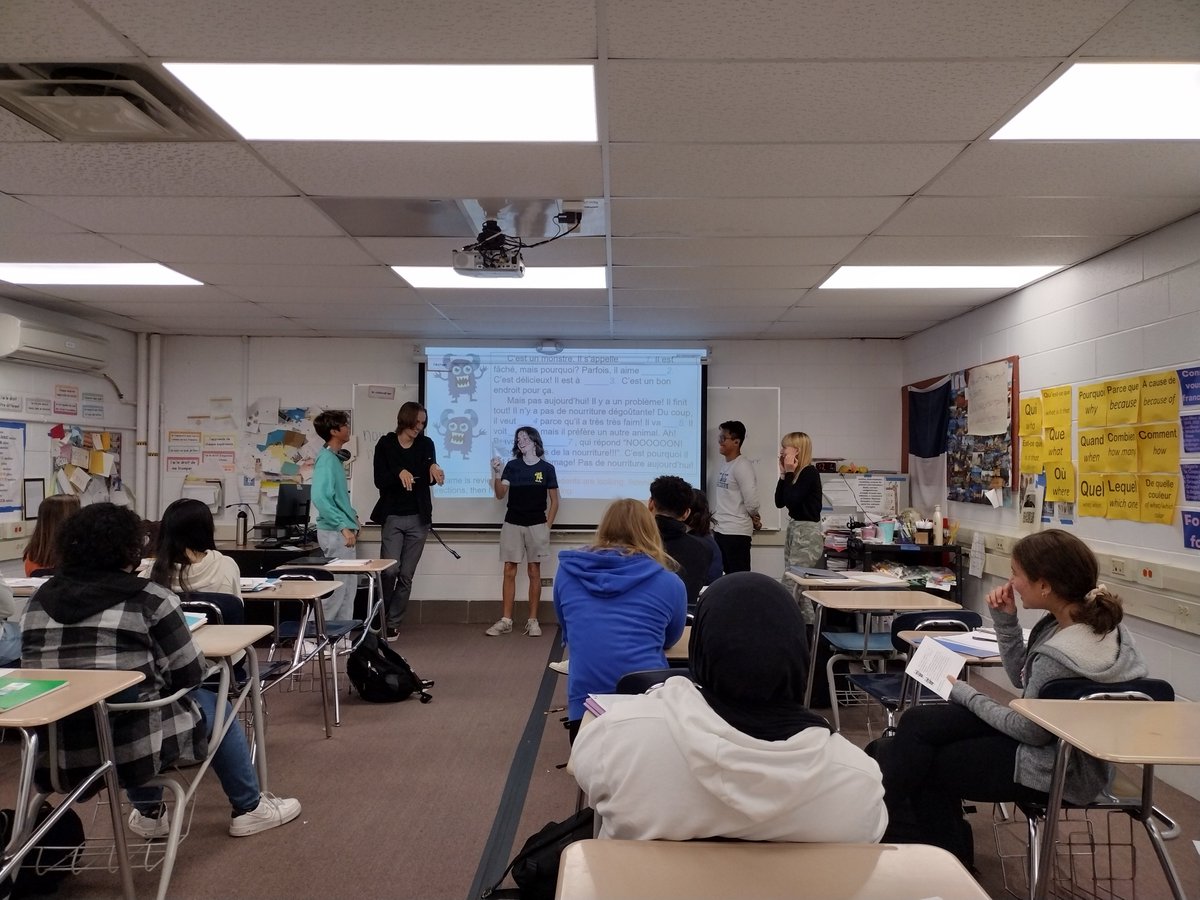 StaggFrench's tweet photo. Mad-Libs franglais was a hit! Simple story, just 1-2 words they hadn't seen before, silly categories. The best part was the excitement around acting out one s's story! "We should do this again" is a good sign 👍👍👍 #madlibs #languageproficiency #storytelling #comprehensibleinput https://t.co/FrKqrZE4PY