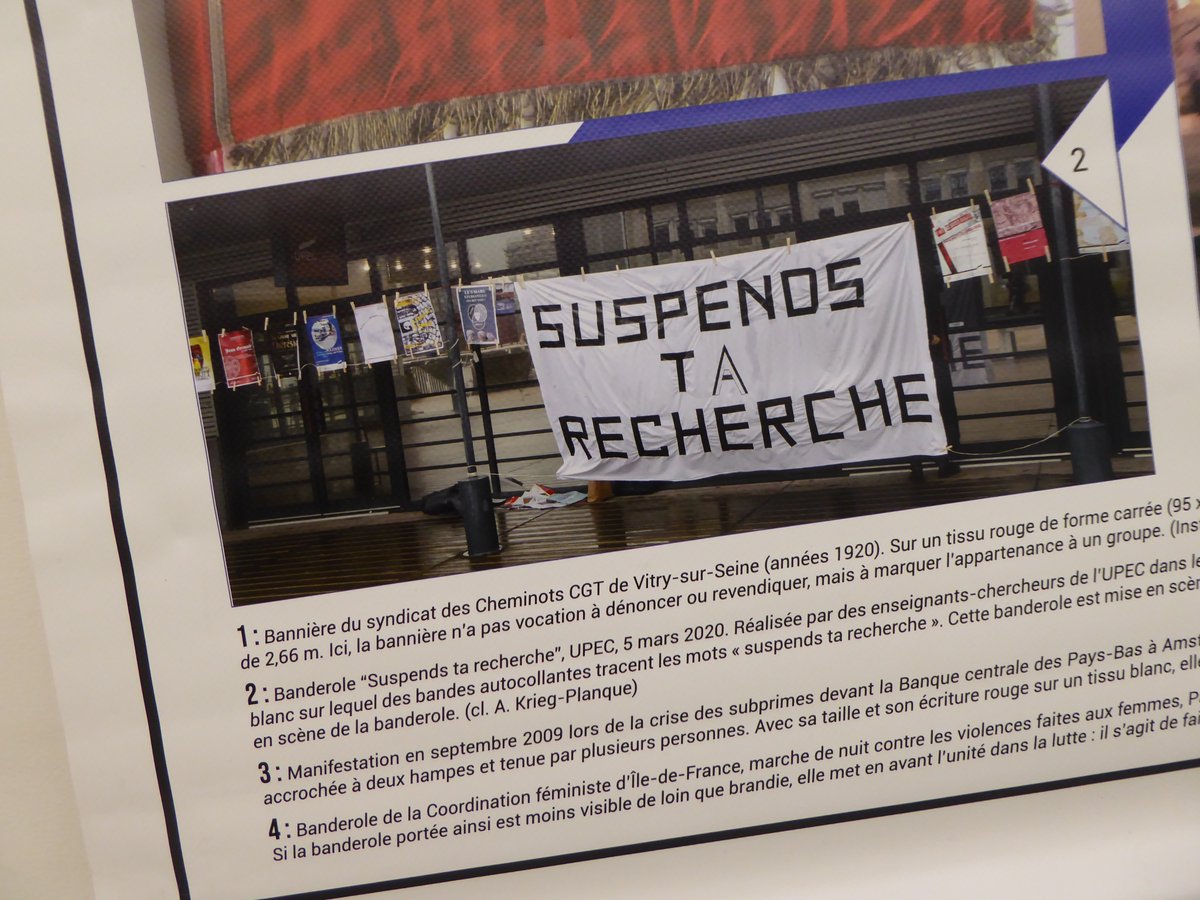 KriegPlanque's tweet photo. Fière d'avoir (très modestement) contribué à l'#exposition « De l'isoloir au klèrôtèrion : sur les traces des objet de la #democratie » réalisée par les #EtudiantsUPEC du Master #HistoirePublique #Médiation #Histoire de l'@UPECactus #slogan #banderole #ESR #StopLPPR https://t.co/ET84no7QNO