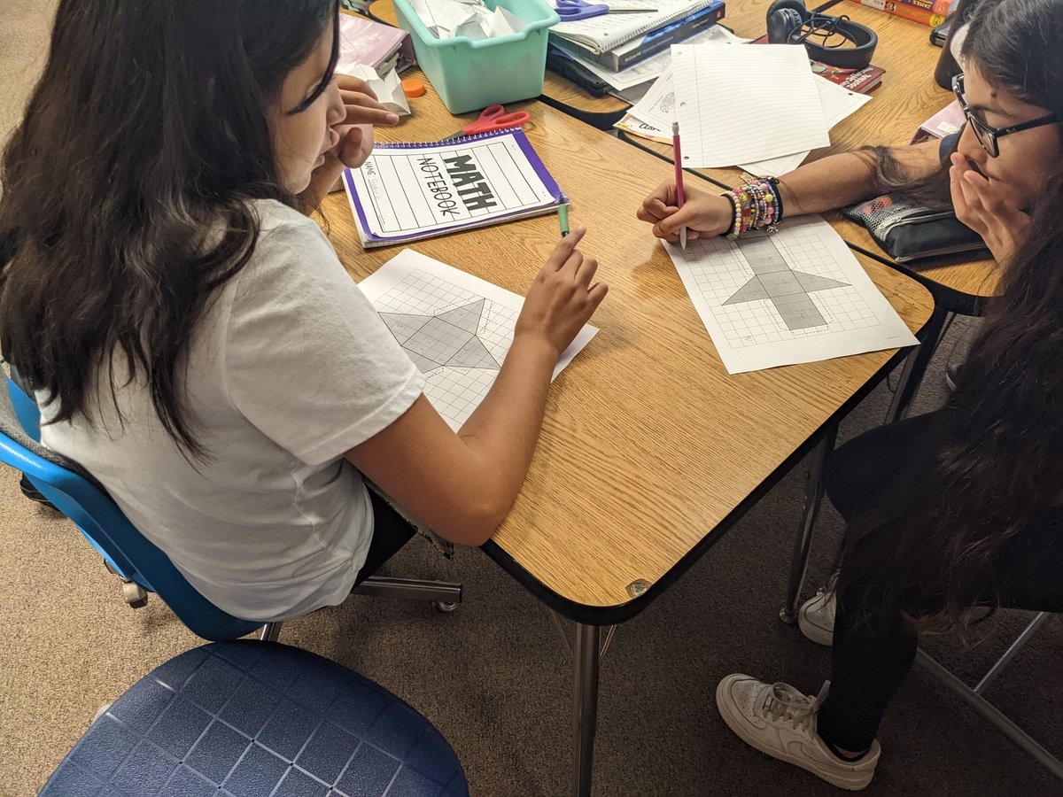 PusdMath_CLopez's tweet photo. Ms. Hua's class engaging in mathematics discourse while engaging in hands on learning about surface area of polyhedra #illustrativeMath #Inquiry @IllustrateMath @RanchHillsPUSD https://t.co/k9LJYZJrpQ