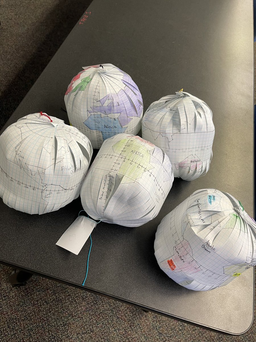 The 7th grade <a href="/VIDASHARKS/">VIDA (6-8 Magnet)</a> have been working hard plotting points to form continents and find distances between cities. Today was the day they created their globes! 🌎