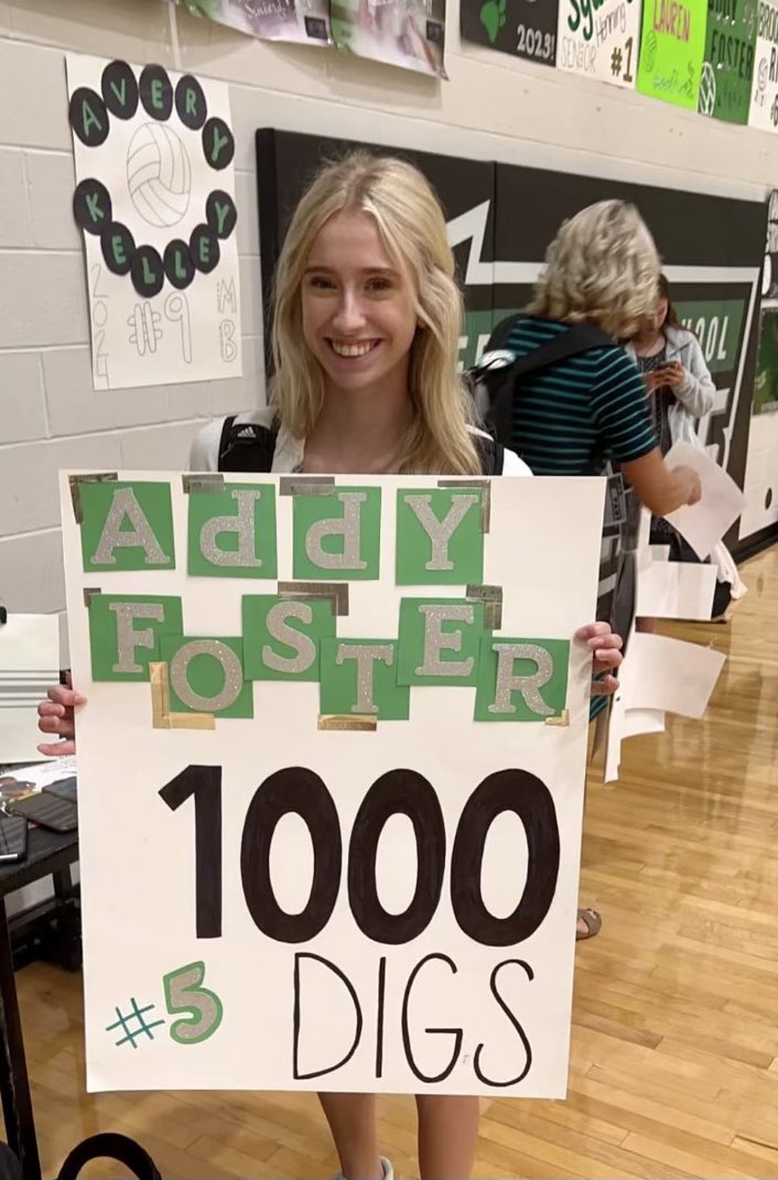 Shoutout to junior @foster_addy on hitting the 1000 dig career mark this last weekend!
