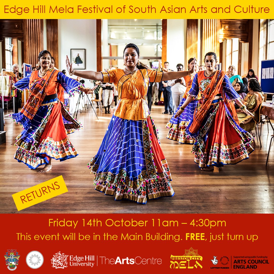 This week, the Edge Hill Mela Festival returns, with a full day of free South Asian performances and activities, including Tohr Panjabian Dhol Drummers and Panjabian Bhangra Dancers. Full programme on our website.