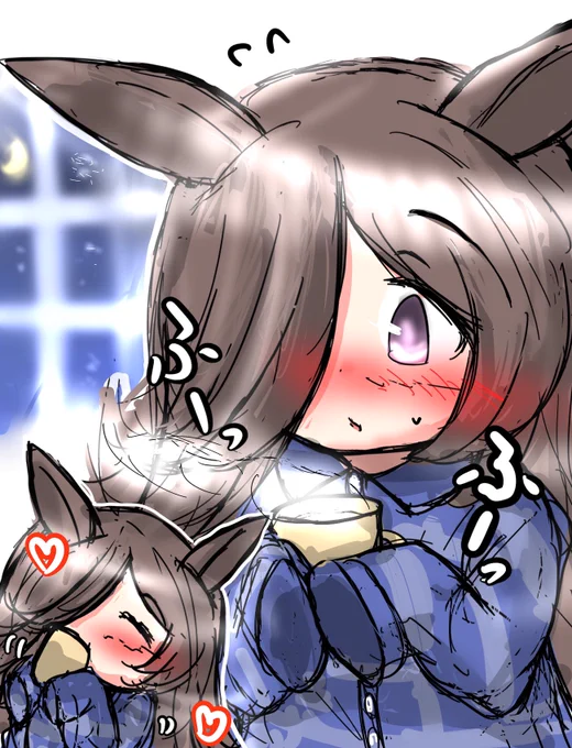 寒い日にホットミルクを飲むライス#ウマ娘#ライスシャワー 