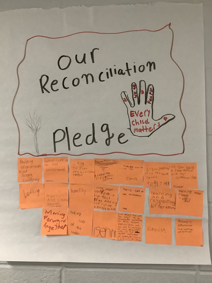 Grade 5/6 made a pledge last week to continue our learning journey this year within our community. @DCDSBIndigenou1 <a href="/GoodShepherd_CS/">Good Shepherd CS</a>