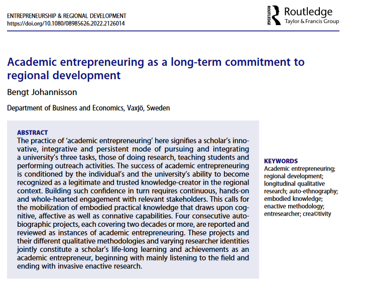 Entrepreneurship & Regional Development tweet media