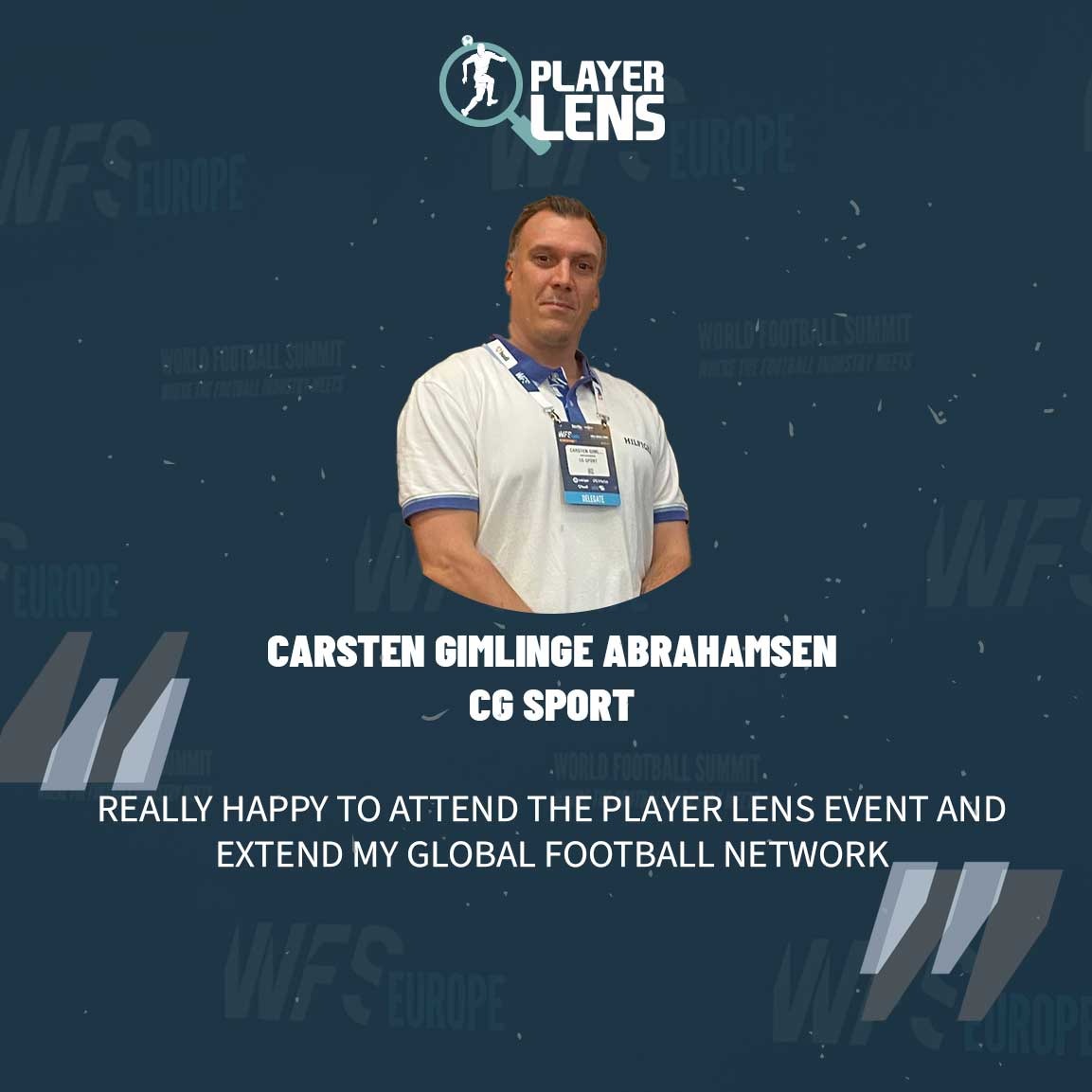 PlayerLENS's tweet photo. Great the see you Carsten in Seville! Congratulations on your recent success with the agency. We look forward to working with the bigger group and catching up soon! https://t.co/5SCfXSDnJ2