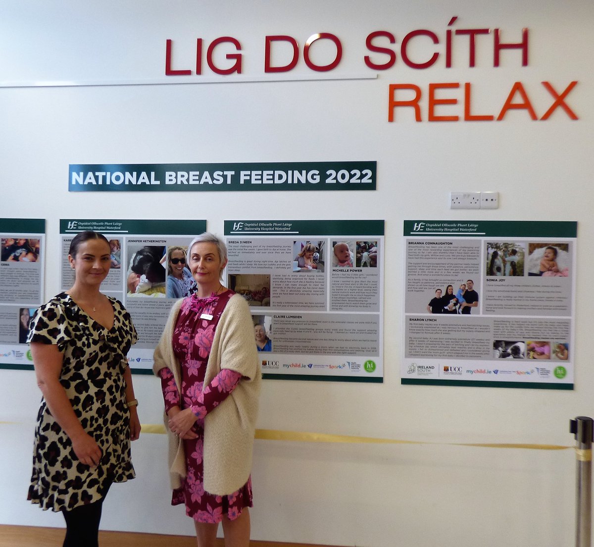 SouthEastCH's tweet photo. For #NationalBreastfeedingWeek opening of pics + personal breastfeeding testimonies Exhibit in @WaterfordLibs Gracedieu - with Curator of Exhibit/Lactation Consultant in @UHW_Waterford Claire Bulfin, SECH Health Improvement Officer Brianna Connaughton, @Cuidiu + mums &amp; babies! https://t.co/TLM8PnF9J1