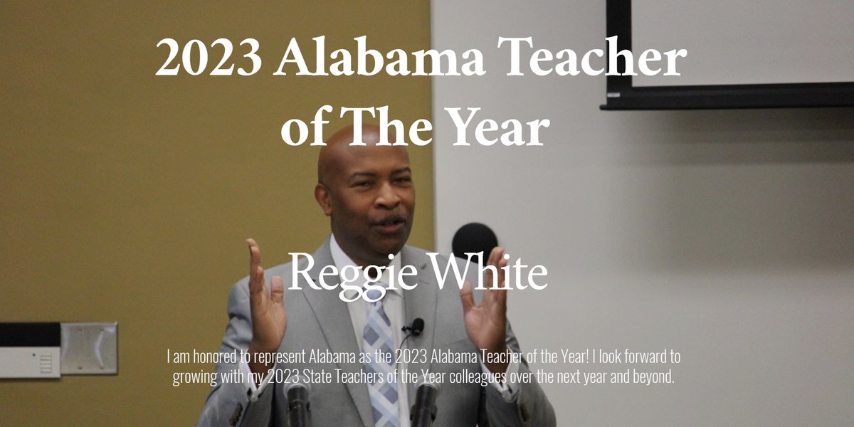 I am honored to represent Alabama as the 2023 Alabama Teacher of the Year! I look forward to growing with my 2023 State Teachers of the Year colleagues over the next year and beyond. #NTOY23 <a href="/CCSSO/">CCSSO</a> <a href="/AlabamaAchieves/">Alabama State Department of Education</a> #teacheroftheyear #EDUcators