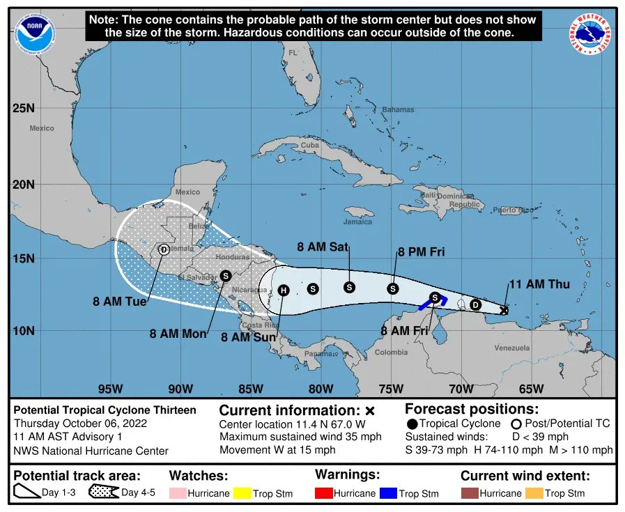 quinnannette's tweet photo. El Centro Nacional de Huracanes le ha dado trayectoria a la perturbación en el sur del mar Caribe dónde se espera que se convierta en tormenta tropical durante los próximos días.
Fuerte lluvia se esperan a través de las Islas ABC y partes del norte de Sudamérica. https://t.co/1FKn8Zb0fG