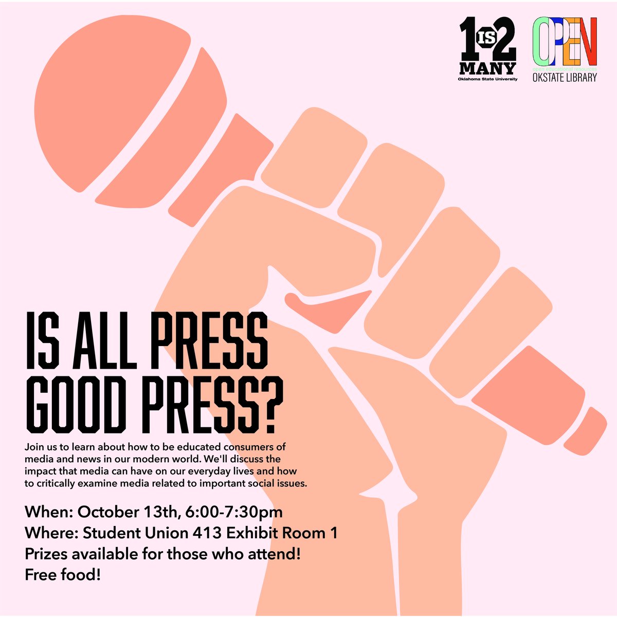 Is All Press Good Press is officially one week away!! Don't forget to mark your calendars for October 13th to join us while we eat free food and learn about the press! See you there 😉