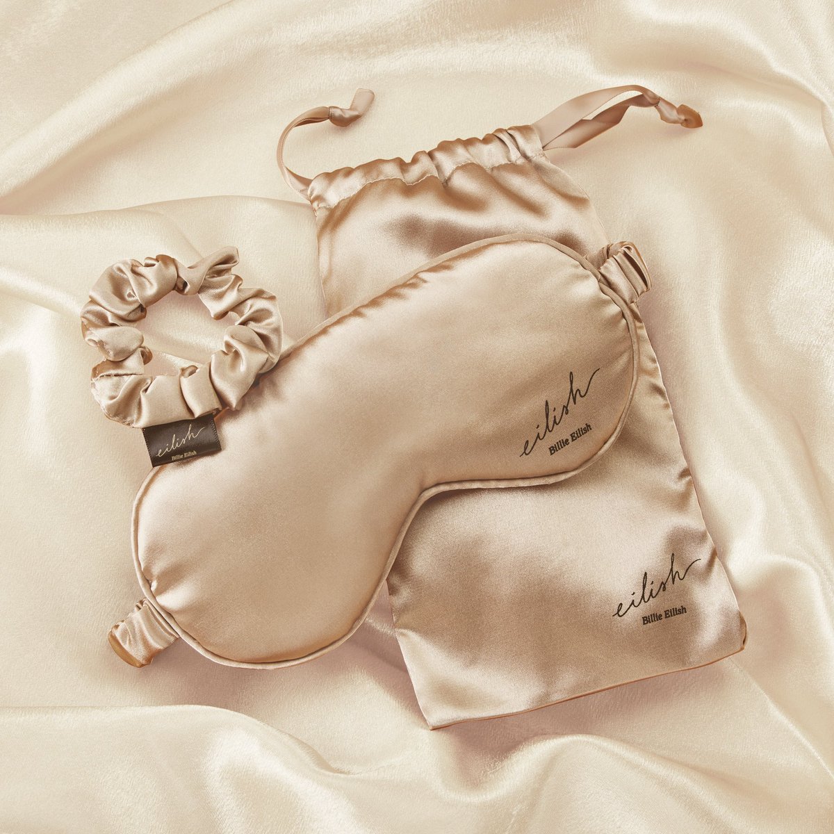 This weekend only, every purchase on billieeilishfragrances.com comes with a complimentary 3-piece sleep set that includes an eye mask, a scrunchie, and a travel pouch, all made with vegan satin 🤎 Use code SLEEP at checkout while supplies last.