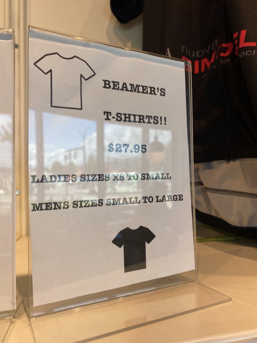 vextis's tweet photo. Um hey ⁦@BeamersCoffee⁩  can I ask… what the ACTUAL fuck is this? Ladies sizes available xs-s? Make it make sense- some pretty blatant #fatphobia  not even fatphobia more like any regular sized woman from a medium up? Didn’t expect to see that in Canmore https://t.co/fbaPNrqLUw