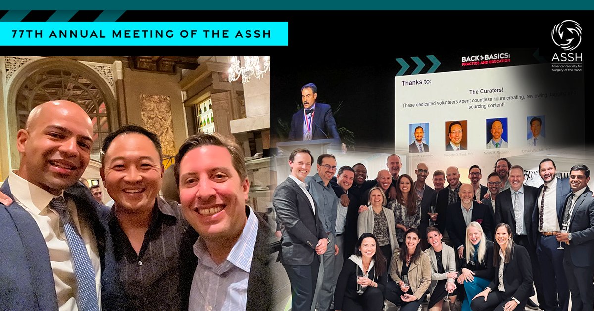 This past week hand surgeons from around the country gathered in Boston for the first all-in-person meeting of the ASSH in 3 years. It was a fantastic venue to share ideas and innovations in hand surgery while catching up with friends and mentors. #ASSH #handsurgeon